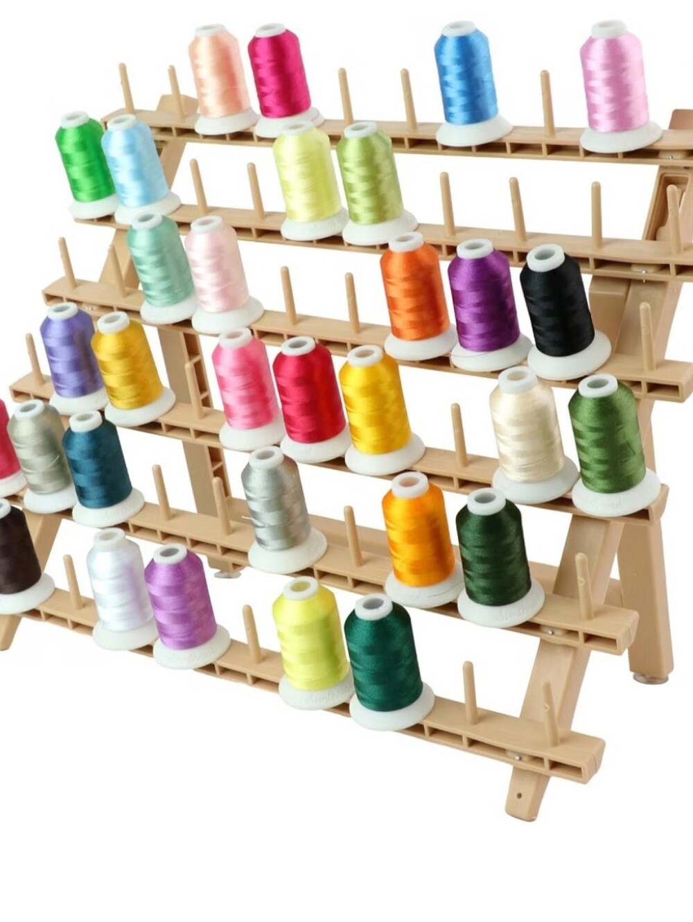 Natural Tan Color Wooden Thread Spool Rack Holder Craft - Picture 2 of 2